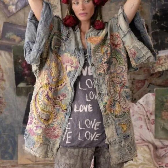 Magnolia Pearl Patchwork Dragon Daigo Kimono 🌸🐉✨ - Picture 8 of 9